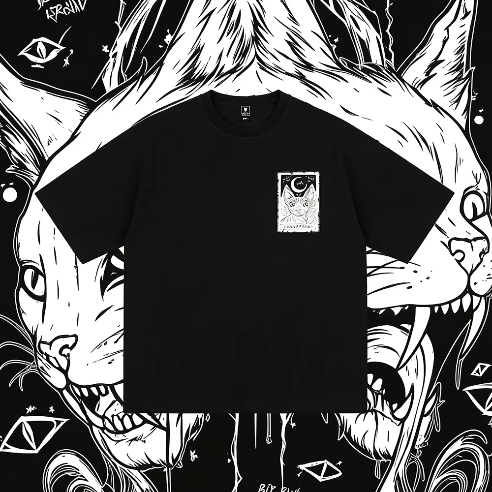 THE MOON Cat ​​Tattoo Style Tr - Streetwear Brand Cat 评论和价格
