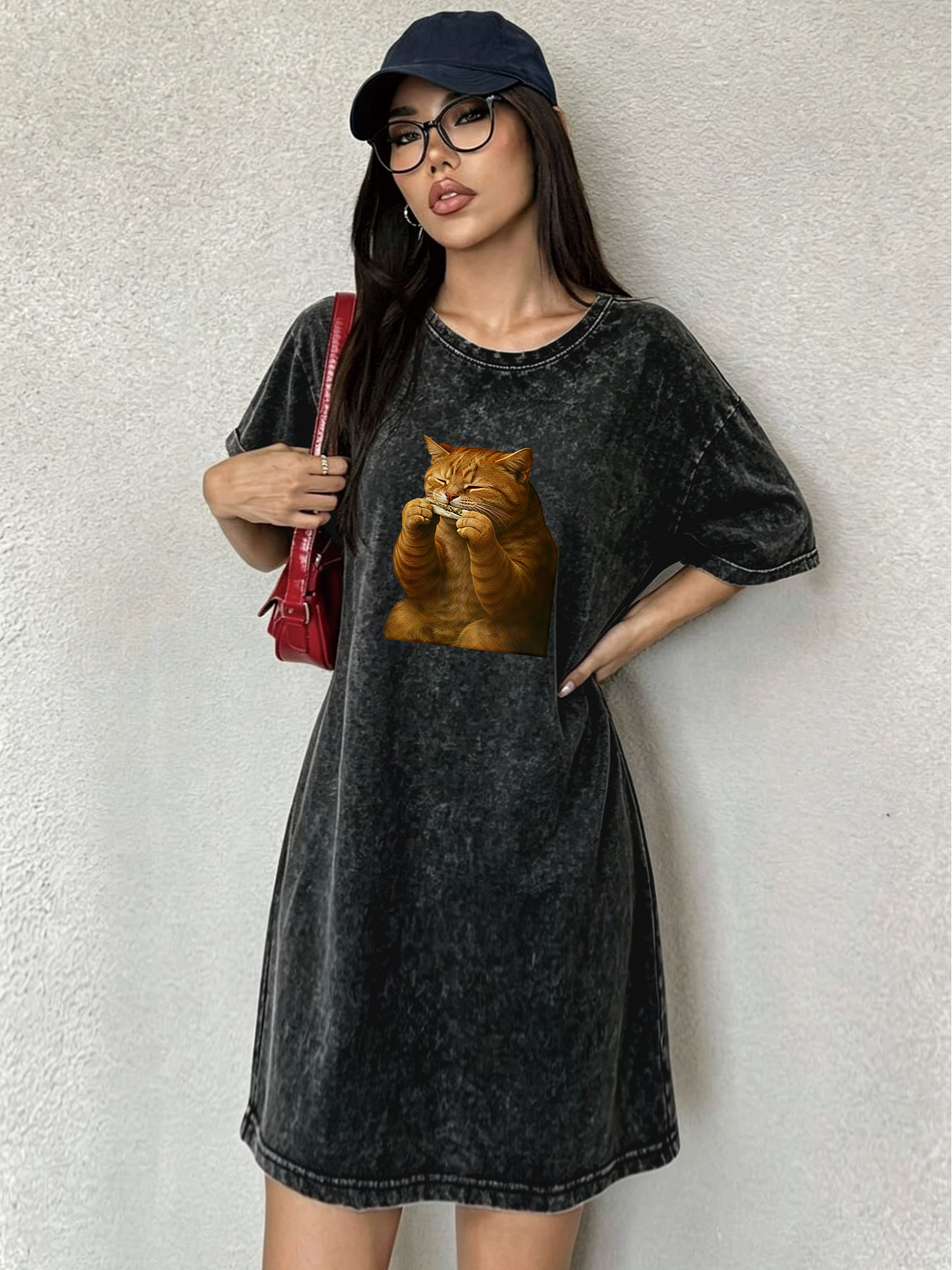 Vintage Washed Distressed T-Sh - Streetwear Brand Cat 评论和价格